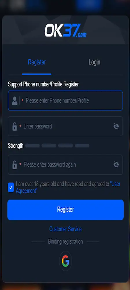 OK 37 APK Login