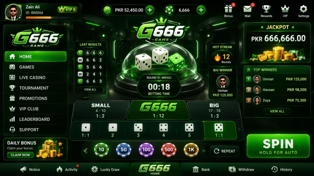 G666 Game App Interface for Pakistani Players 2026