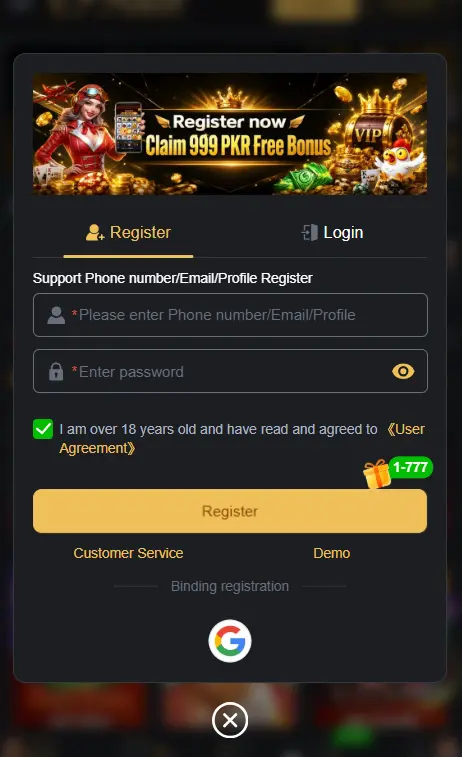 K77 Slot Game login page with secure account access for online casino and slot gaming players.